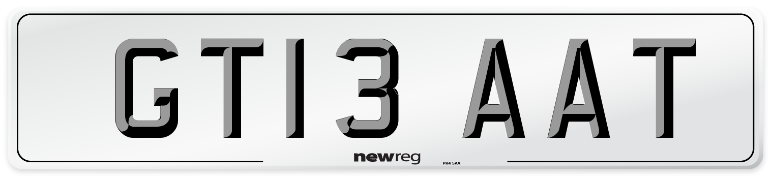 GT13 AAT Number Plate from New Reg